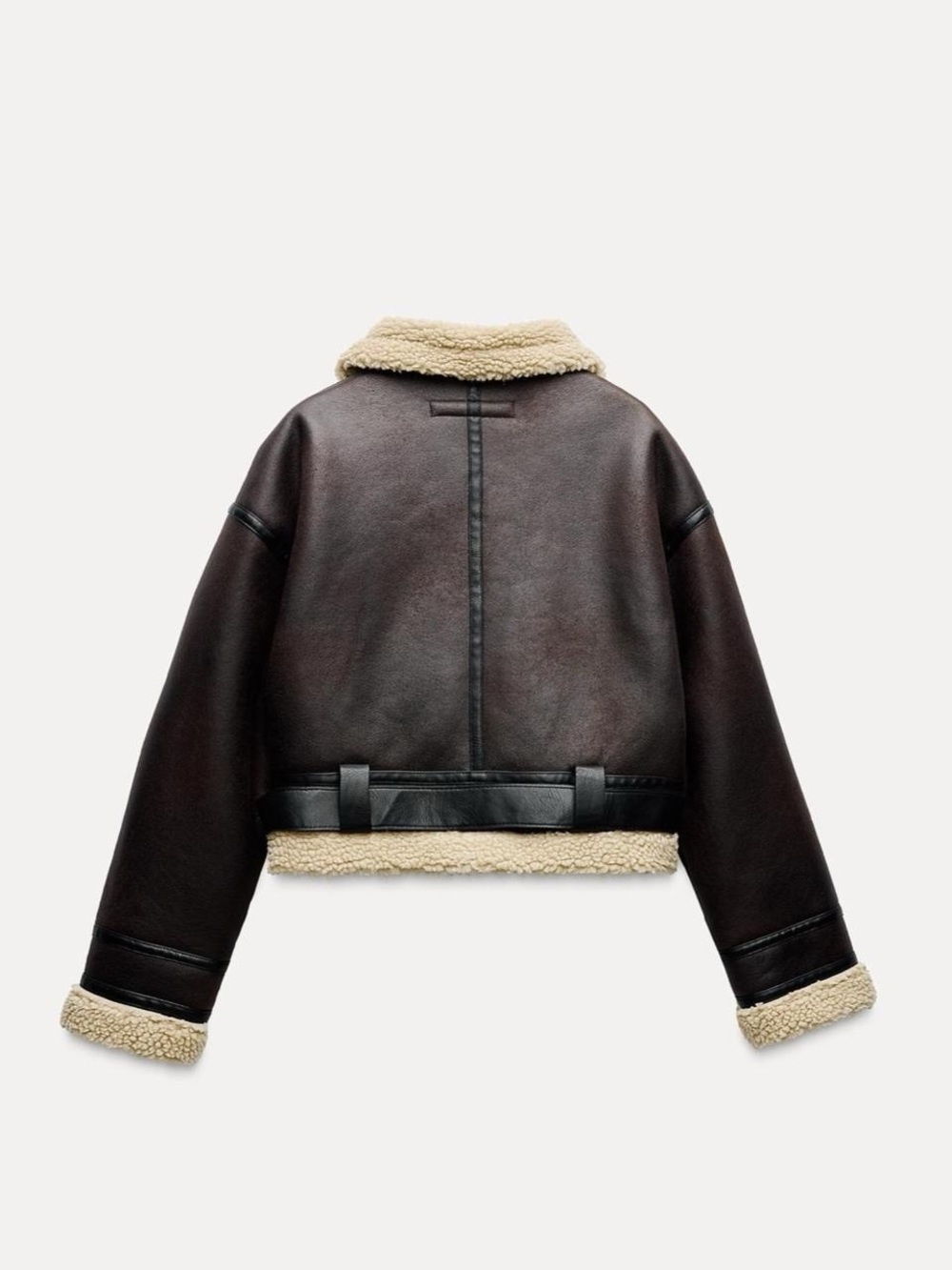 Zara Double-Faced Short Jacket, Dark Brown - Picture 3 of 8